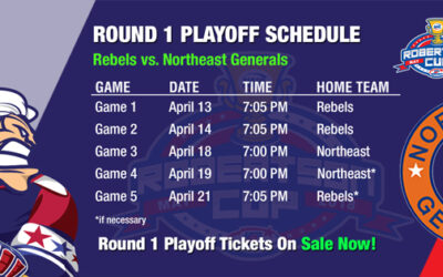 Rebels announce schedule for Divisional Semi-Final playoff series against Generals