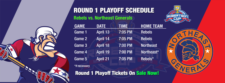 Rebels announce schedule for Divisional Semi-Final playoff series against Generals