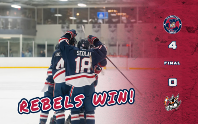 Spitznagel’s Three-Point Night and Krbecek Shutout Lead Rebels Over Jr. Hat Tricks