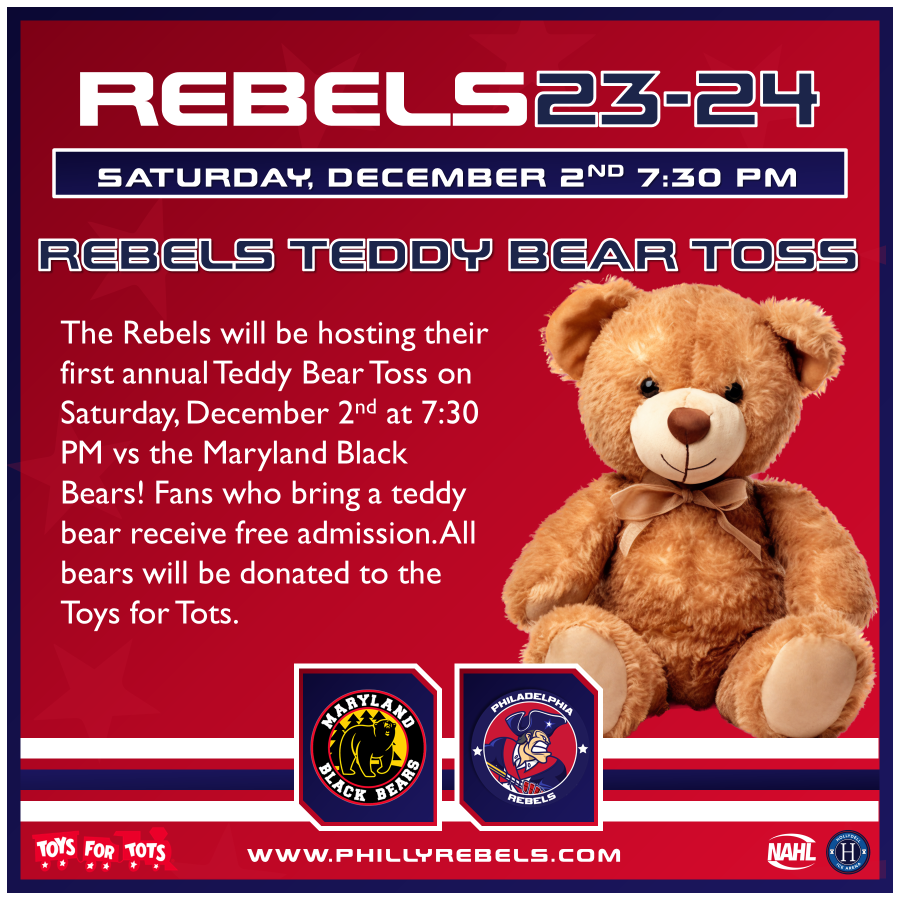 Rebels Teddy Bear Toss, December 2, 2023