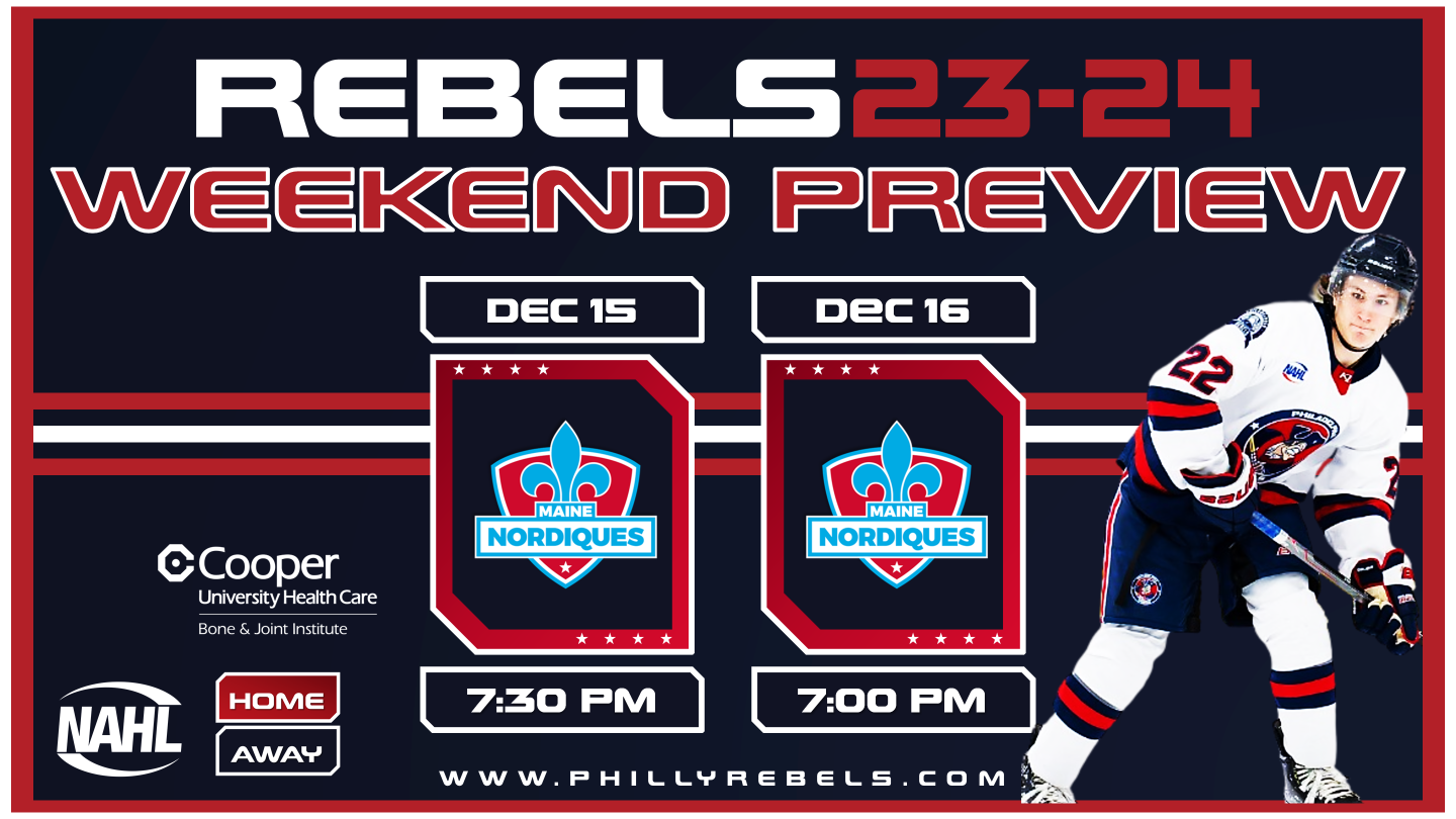 Weekend Preview: 12/15 – 12/16 – Rebels travel to Maine for series with first place and red hot Nordiques