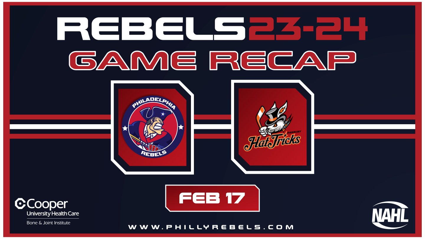 Vaites OT goal gives Rebels 5 – 4 over Danbury to complete weekend sweep.