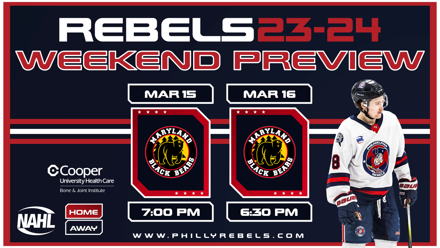 Weekend Preview: 3/15 & 3/16 – Rebels travel to Odenton to face first-place Black Bears