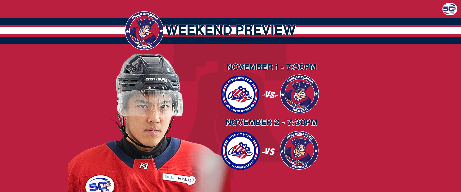 Weekend Preview: 11/1 & 11/2 – Rebels host Jr. Americans for weekend Series