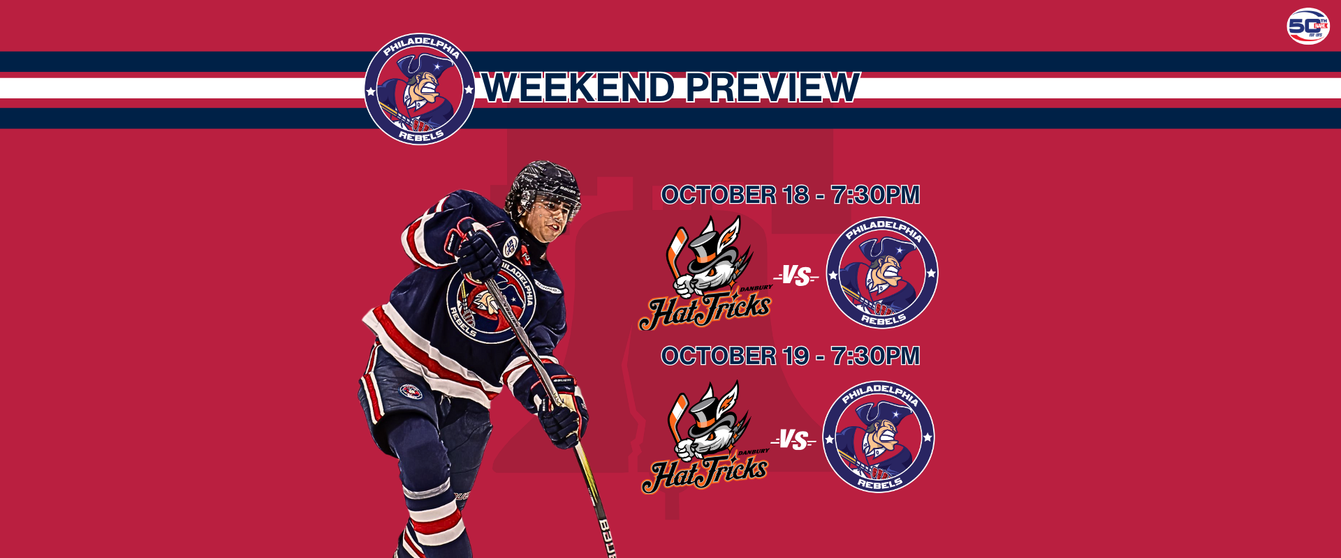 Weekend Preview: 10/18 & 10/19 – Hat Tricks Travel to Hollydell for two-game series against Rebels