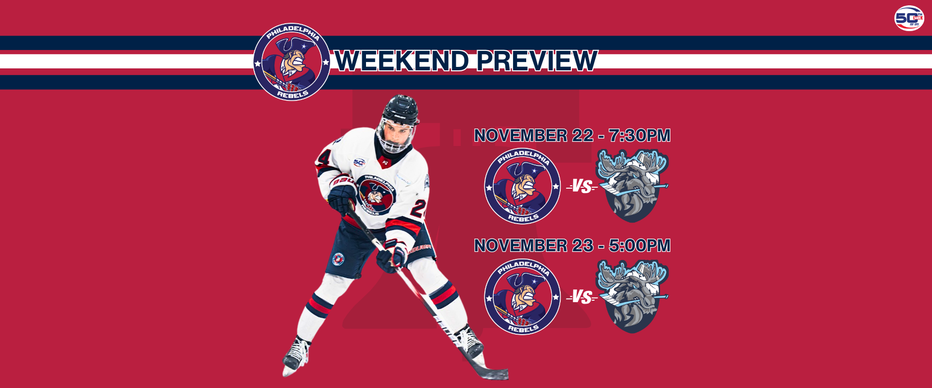 Weekend Preview: 11/22 & 11/23 – Rebels travel to NH to take on Mountain Kings