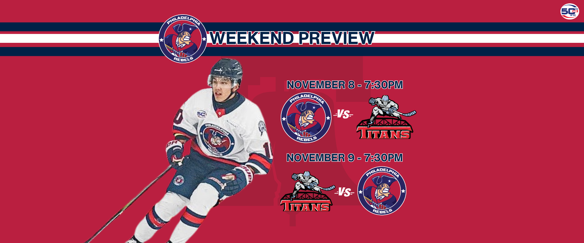 Weekend Preview: 11/8 & 11/9 – Rebels and Titans in first of two-straight home and home series