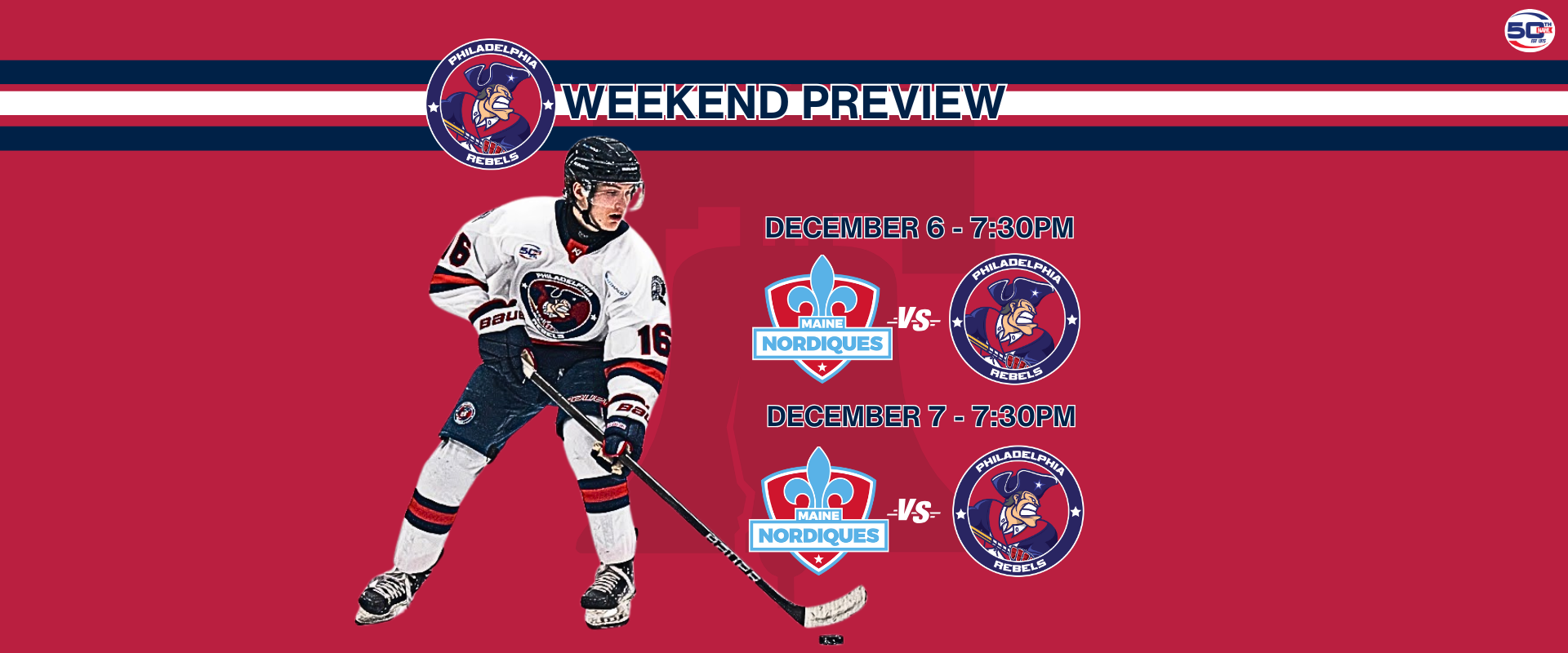 Weekend Preview: 12/6 & 12/7 – Rebels host Nordiques for two-game series