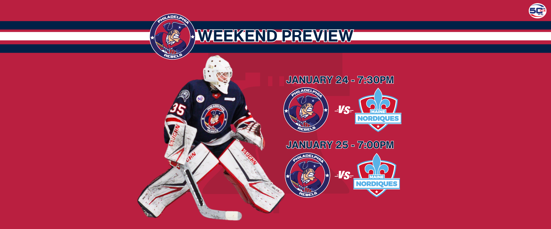 Weekend Preview: 1/24 & 1/25 – Rebels travel to Lewiston to take on first place Nordiques