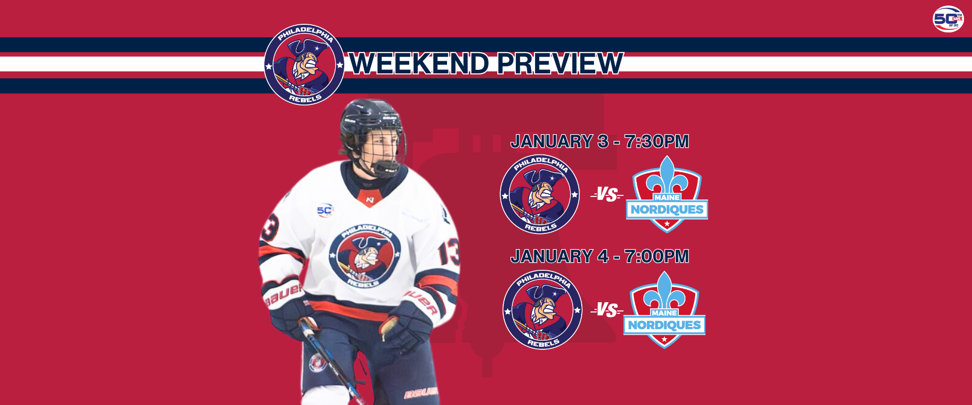 Weekend Preview: 1/3 & 1/4 – Rebels begin second half on the road for two-game series against Nordiques